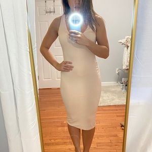 Peachy pink bodycon dress